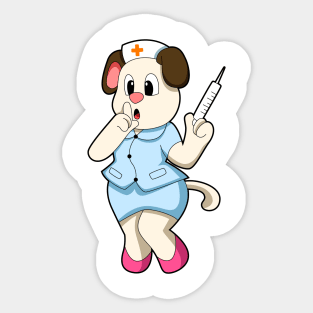 Dog as Nurse with Syringe Sticker